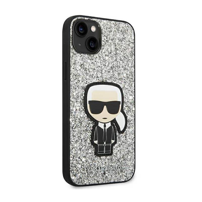 Karl Lagerfeld Glitter Flakes Ikonik - Case for iPhone 14 Plus (Silver) 4