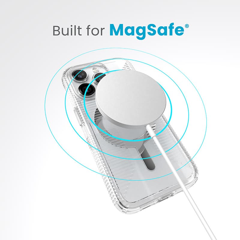 Speck Gemshell Grip + MagSafe - Case for iPhone 15 Pro (Clear / Chrome Finish) 8