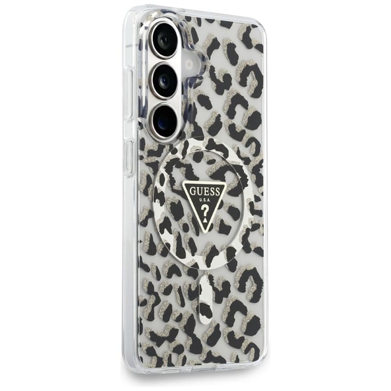 Guess IML Leopard Print Triangle MagSafe - Samsung Galaxy S26 Case (Black) 4