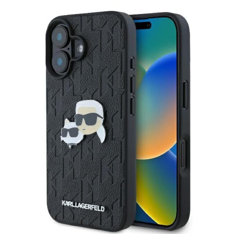 Karl Lagerfeld Monogram Karl & Choupette Head Pin - Case for iPhone 16 (black) 1