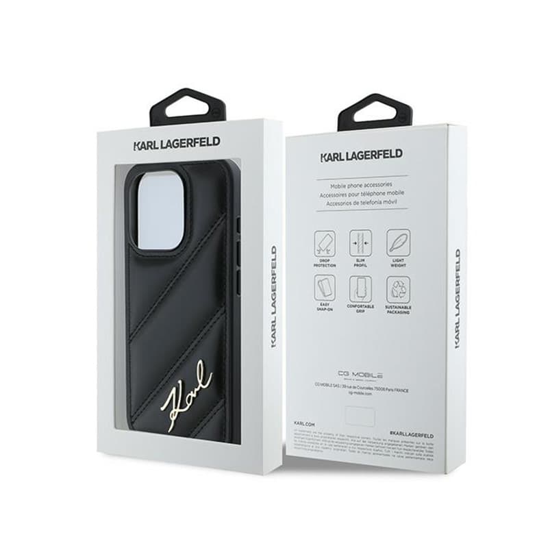 Karl Lagerfeld Diagonal Quilted Script - Case for iPhone 15 Pro Max (Black) 8