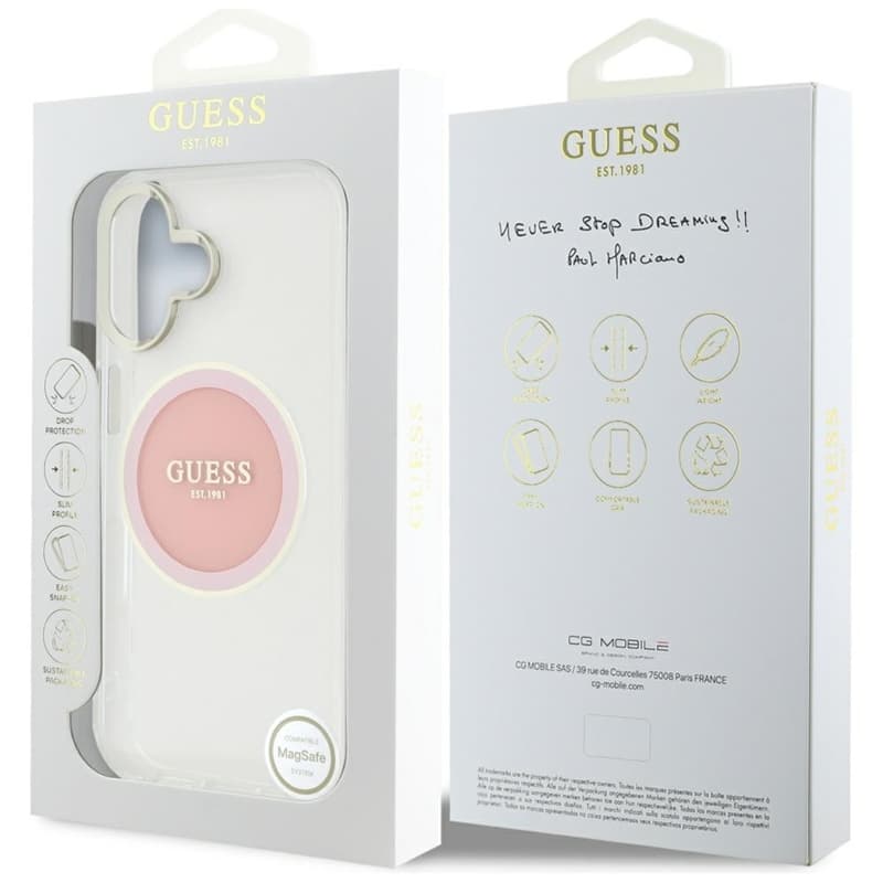 Guess IML Metal Colored Circle Classic Logo MagSafe - Case for iPhone 16 (pink) 8