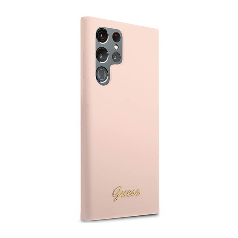 Guess Silicone Script Metal Logo - Case for Samsung Galaxy S23 Ultra (Pink) 4