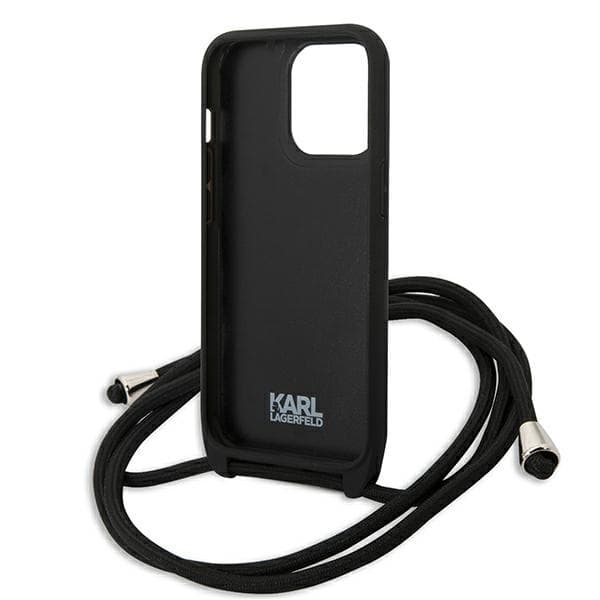 Karl Lagerfeld Leather Monogram Patch and Cord Iconik- Cover for iPhone 13 Pro  6