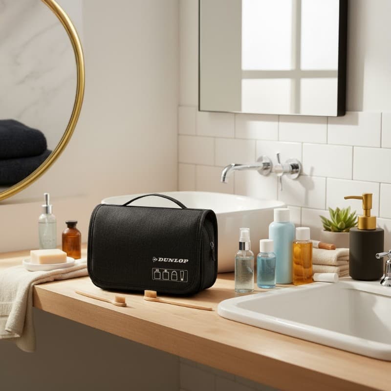 Dunlop – Travel Toiletry Bag with Hanging Hook 25x20x10 cm (Black) 4