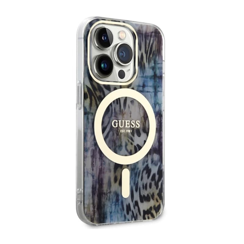 Guess Leopard MagSafe - Case for iPhone 14 Pro (Blue) 4