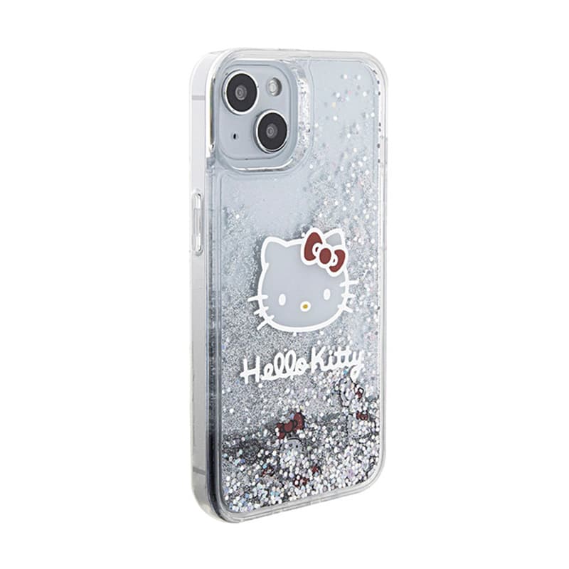 Hello Kitty Liquid Glitter Charms Kitty Head - iPhone 14 Case (Silver) 4