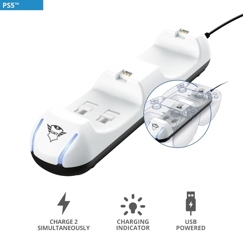 Trust GXT250 - Charger for 2 PS5 Pads 8