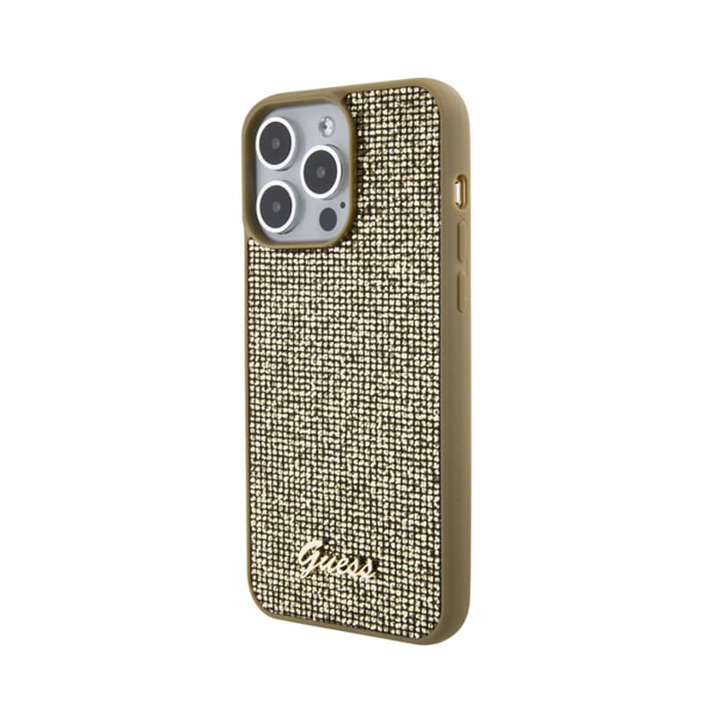 Guess Disco Metal Script - Case for iPhone 15 Pro Max (Gold) 2