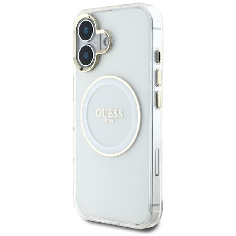 Guess IML Metal Colored Circle Classic Logo MagSafe - Case for iPhone 16 (white) 2