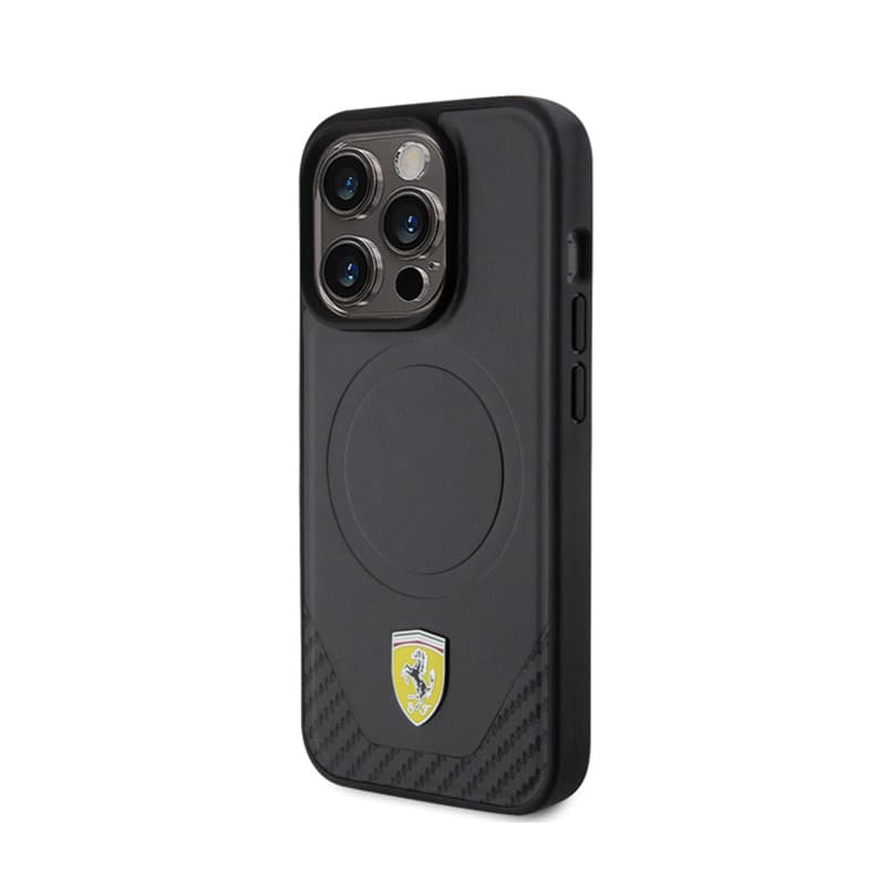 Ferrari Carbon Metal Logo MagSafe - Case for iPhone 15 Pro (Black) 2