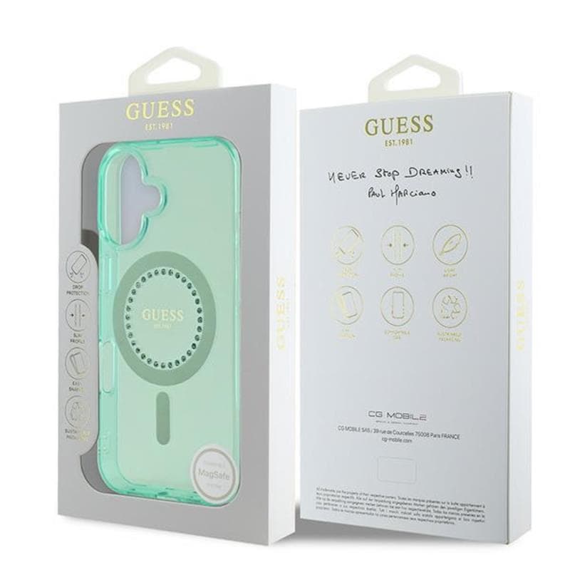 Guess IML Rhinestones MagSafe - Case for iPhone 16 Plus (Green) 8
