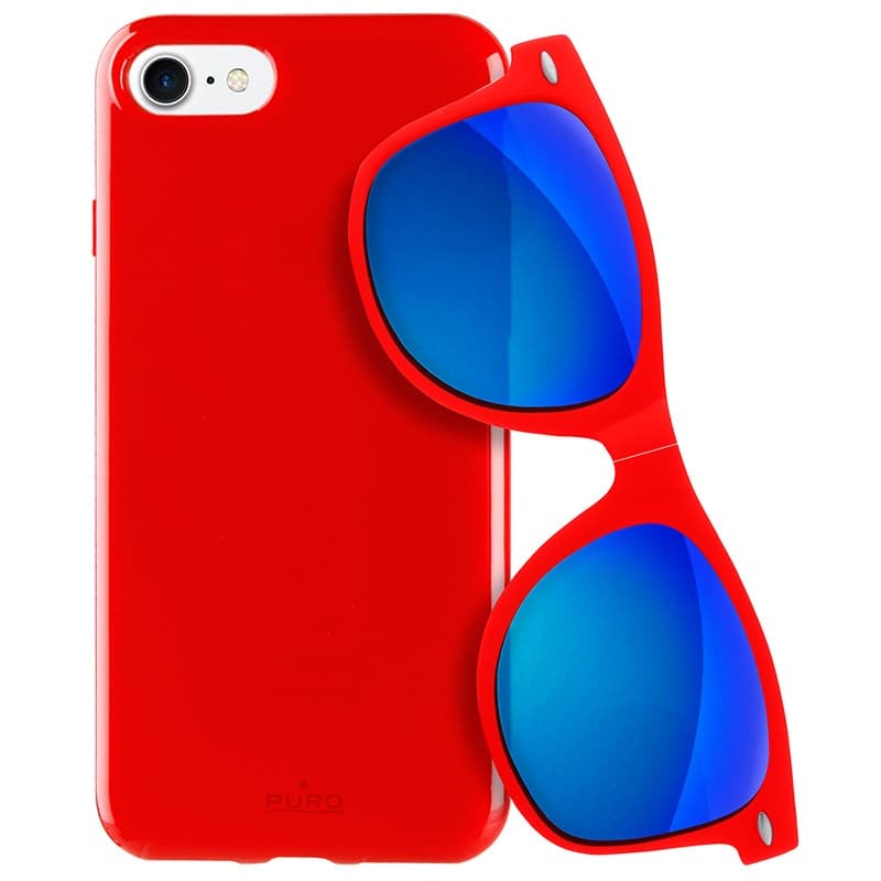 PURO Sunny Kit - Case set for iPhone SE (2022/2020) / 8/7 + foldable sunglasses (red) 1