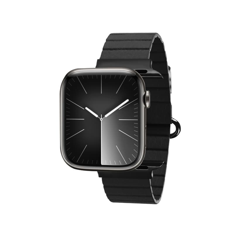 Crong Eclipse - Magnetic Leather Apple Watch Band 44/45/46/49 mm (Black) 5