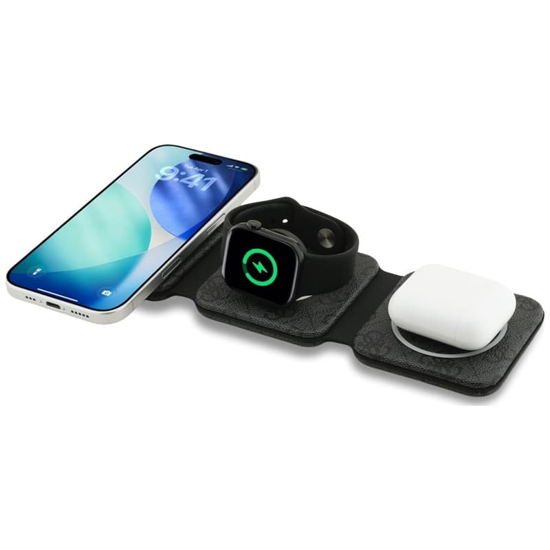 Guess 4G Wireless Charger - MagSafe 3-in-1 Inductive Charger for iPhone, AirPods and Apple Watch 15W (Black) 3