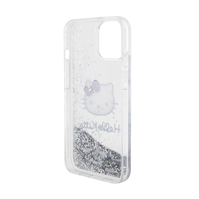 Hello Kitty Liquid Glitter Charms Kitty Head - iPhone 14 Case (Silver) 5