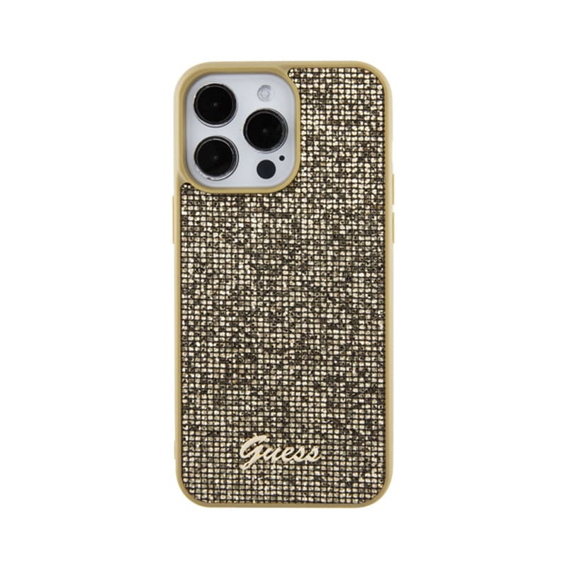 Guess Disco Metal Script - Case for iPhone 15 Pro Max (Gold) 3
