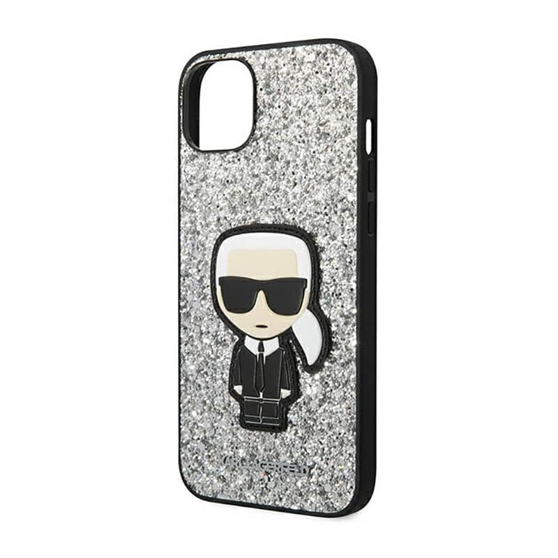 Karl Lagerfeld Glitter Flakes Ikonik - Case for iPhone 14 Plus (Silver) 6