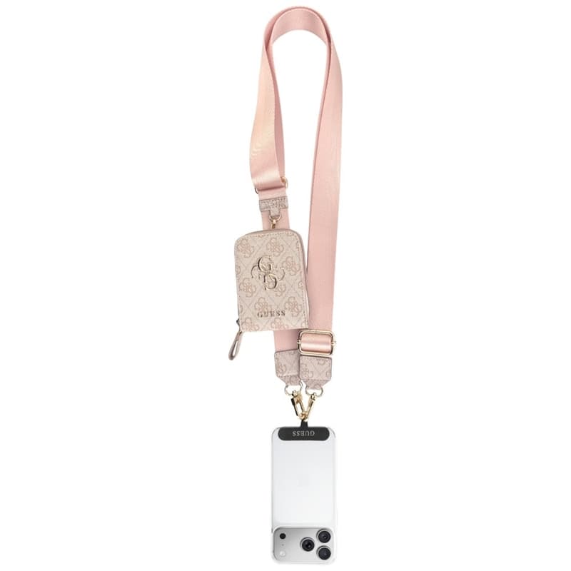 Guess 4G Metal Logo Universal Crossbody Phone Strap Small Purse - Lanyard/Shoulder Strap with Phone Wallet (Pink) 2