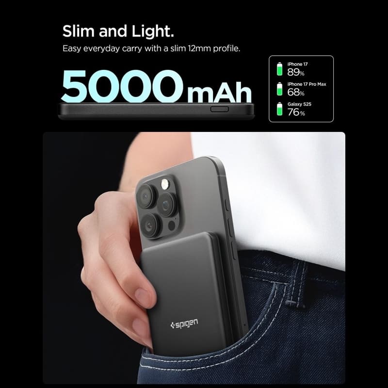 Spigen EA2205MQ Essential - Power Bank MagSafe 5000 mAh 22.5W Qi2 (Black) 4