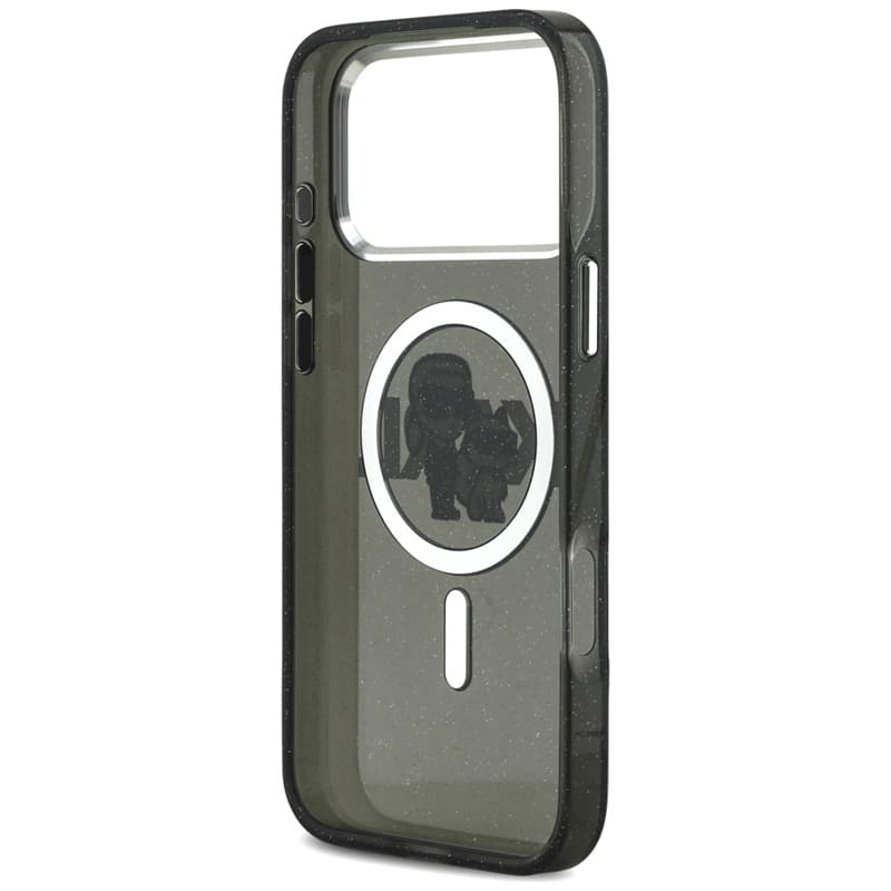 Karl Lagerfeld IML Glitter Karl & Choupette Sketch Logo MagSafe - Case for iPhone 17 Pro Max (black) 7