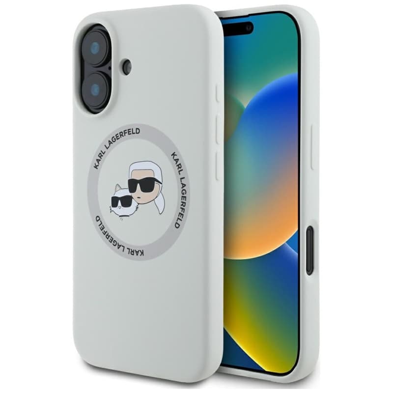 Karl Lagerfeld Silicone Double Heads And Circle MagSafe - Case for iPhone 16 (beige) 1