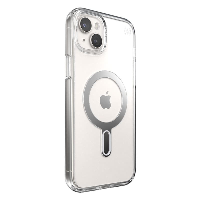 Speck Presidio Perfect-Clear ClickLock & Magsafe - iPhone 15 Plus / iPhone 14 Plus Case (Clear / Chrome Finish / Serene Silver) 7