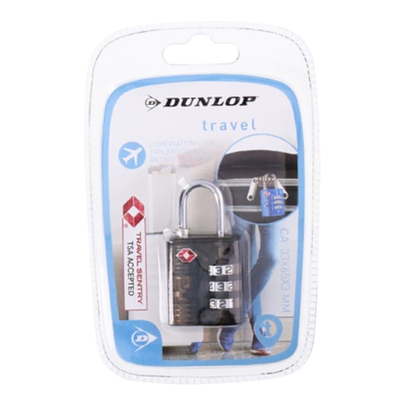 Dunlop - TSA combination lock for suitcase / luggage (Black) 2