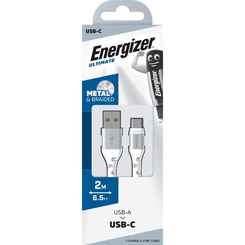 Energizer Ultimate - USB-A to USB-C connection cable 2m (White) 2