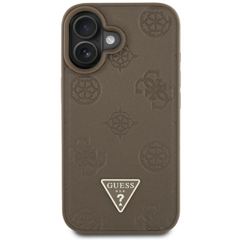 Guess Grained Hot Stamp Peony Triangle Logo MagSafe - Case for iPhone 16 (brown) 3