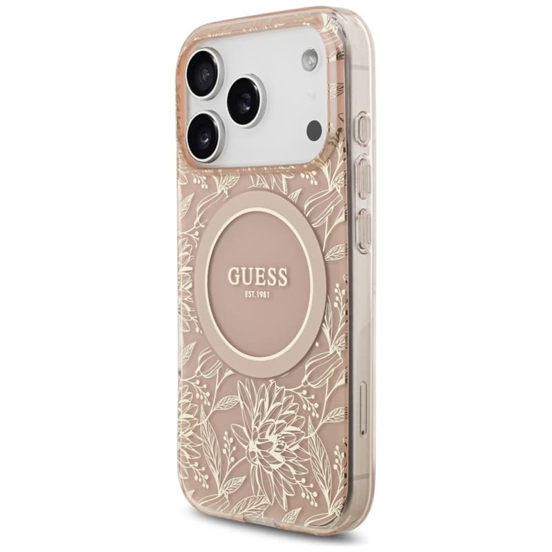 Guess IML Flowers Electro Pearl Strap MagSafe - Case iPhone 17 Pro (pink) 3