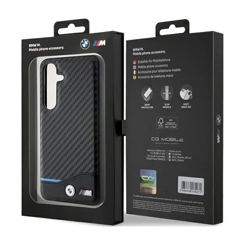 BMW Leather Carbon Blue Line - Case for Samsung Galaxy S24 (black) 8