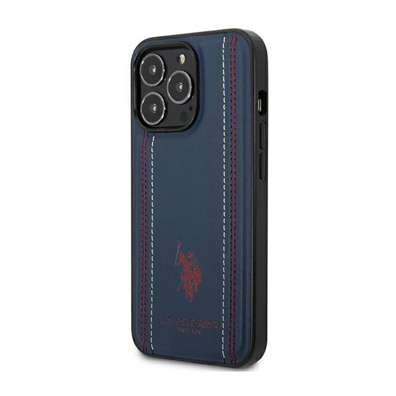 US Polo Assn Leather Stitch - Case for iPhone 14 Pro (Navy blue) 2
