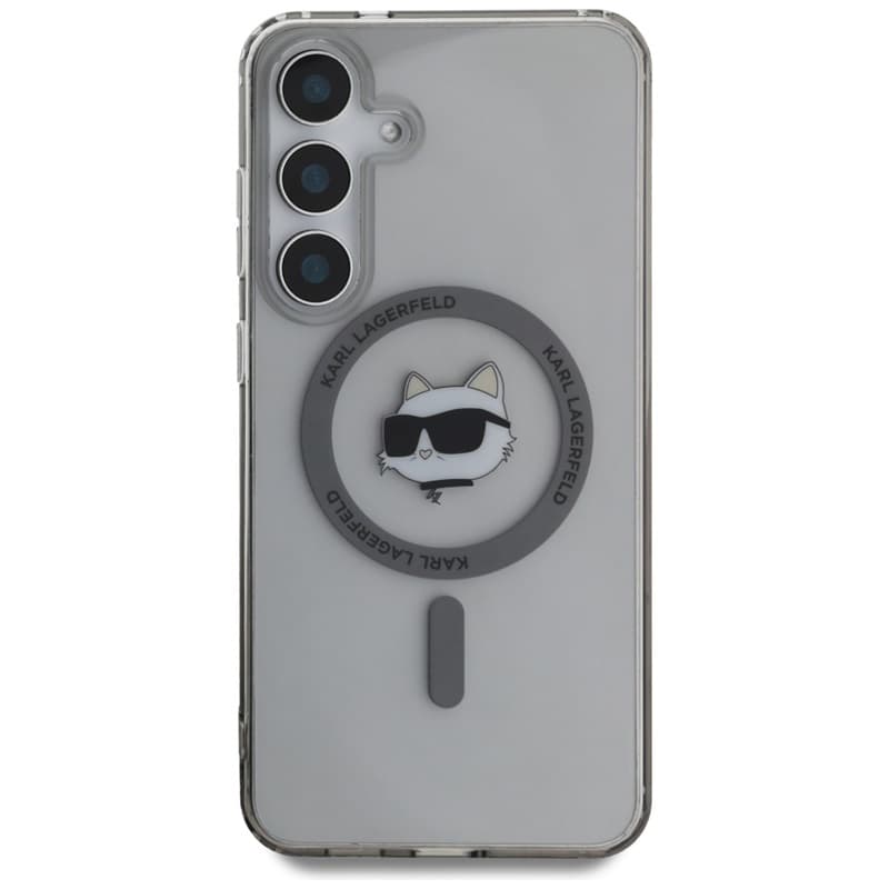Karl Lagerfeld Button Choupette Head Printed Logo MagSafe - Case for Samsung Galaxy S25+ (Black) 3