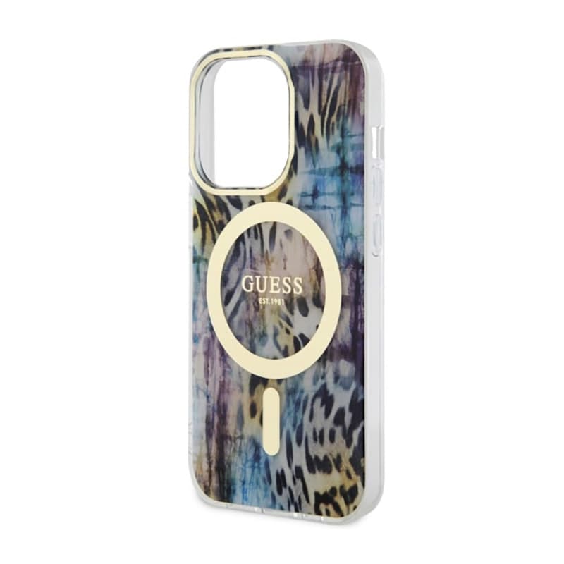Guess Leopard MagSafe - Case for iPhone 14 Pro (Blue) 6