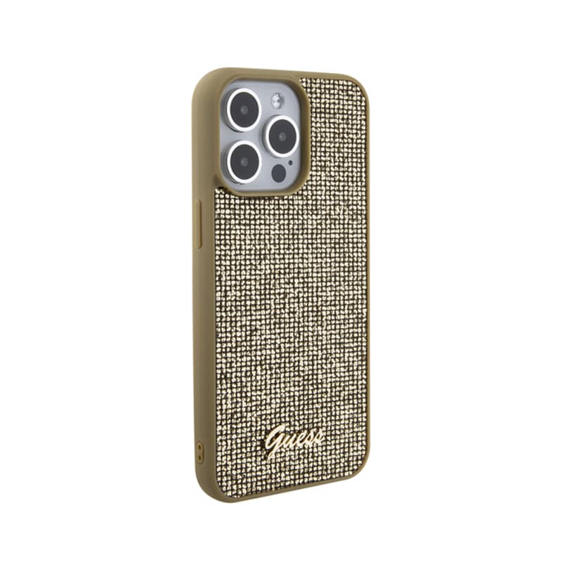 Guess Disco Metal Script - Case for iPhone 15 Pro Max (Gold) 4