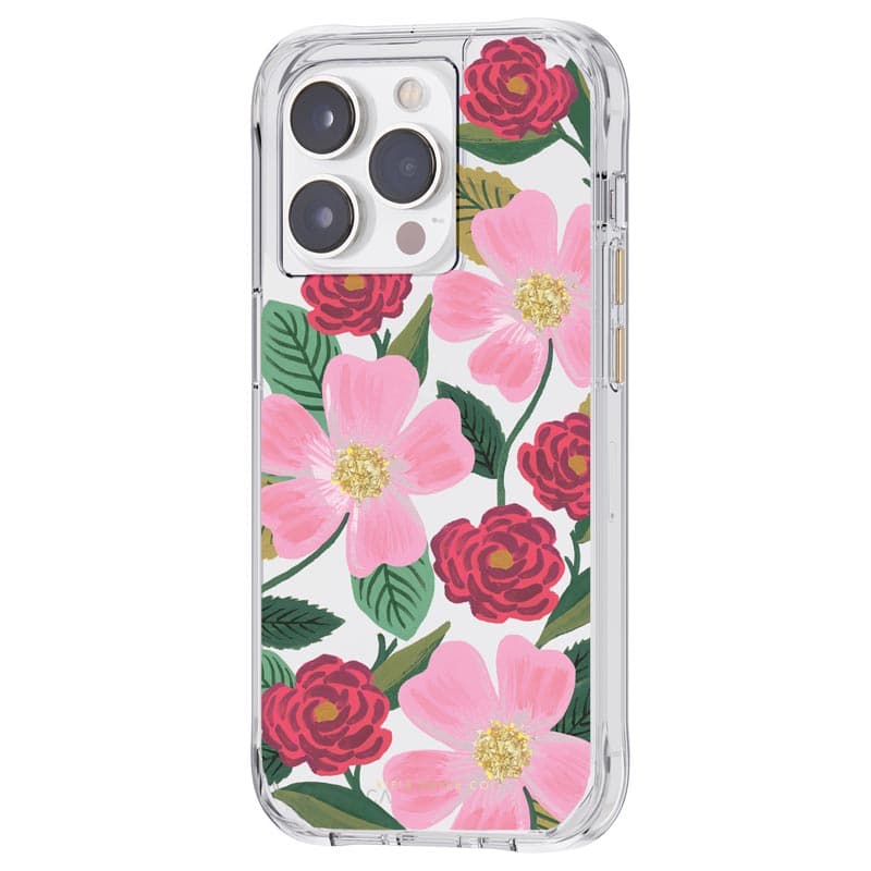 Rifle Paper Clear - Case decorated in gold for iPhone 14 Pro (Rose Galden) 3