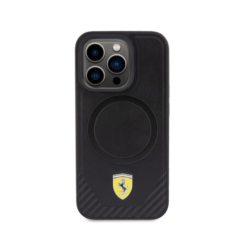 Ferrari Carbon Metal Logo MagSafe - Case for iPhone 15 Pro (Black) 3