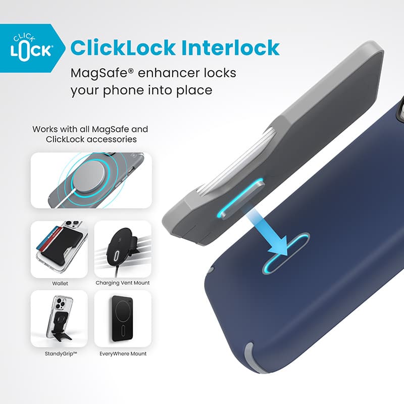Speck Presidio2 Pro ClickLock & MagSafe - iPhone 16 Pro Case (Coastal Blue / Dust Gray / White) 2