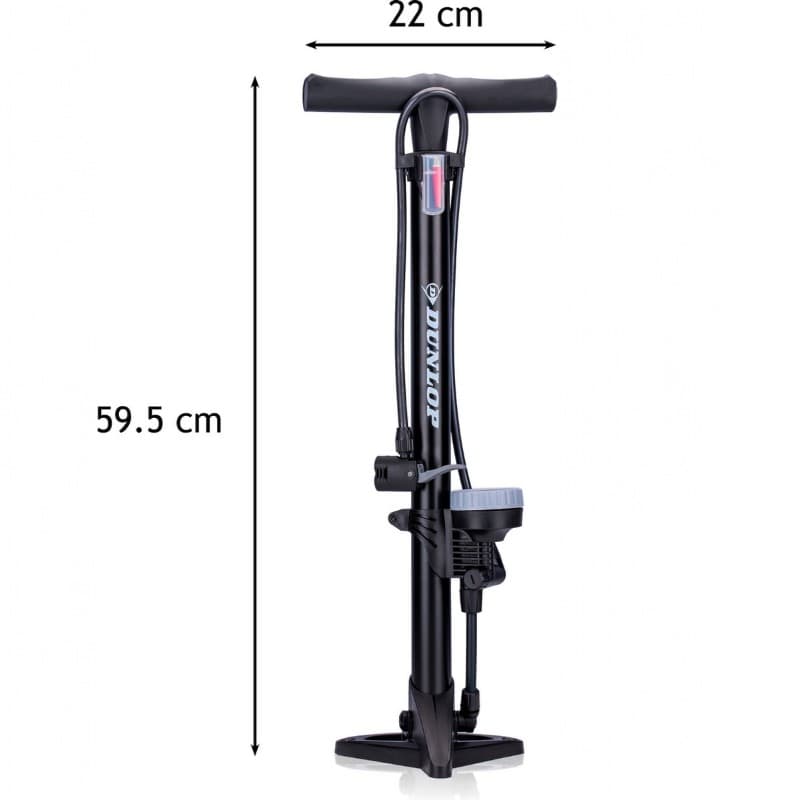 Dunlop - Floor pump for bikes, balls, mattresses with pressure gauge (Black) 8