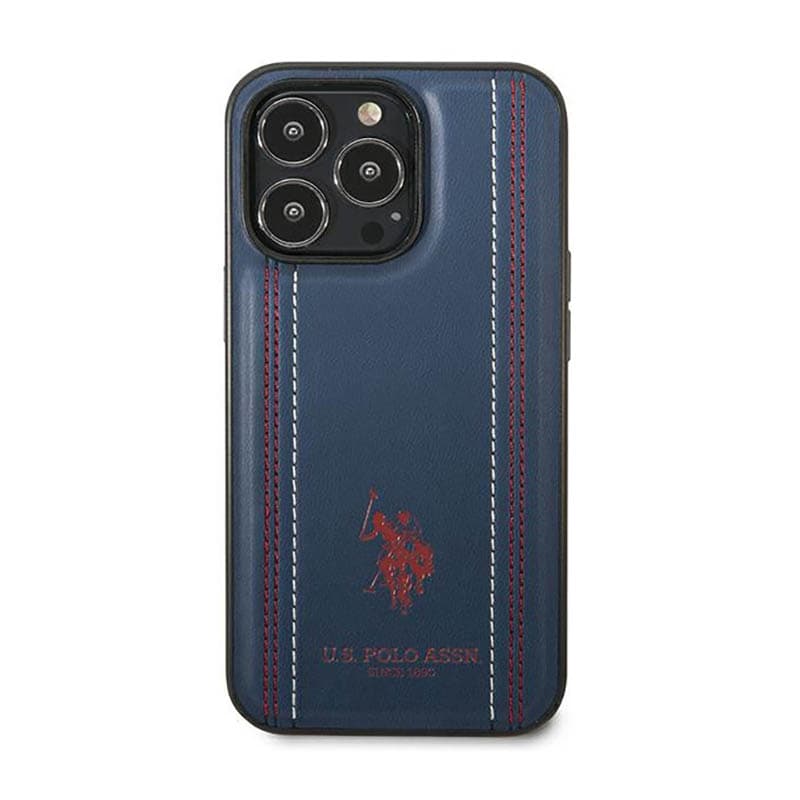 US Polo Assn Leather Stitch - Case for iPhone 14 Pro (Navy blue) 3