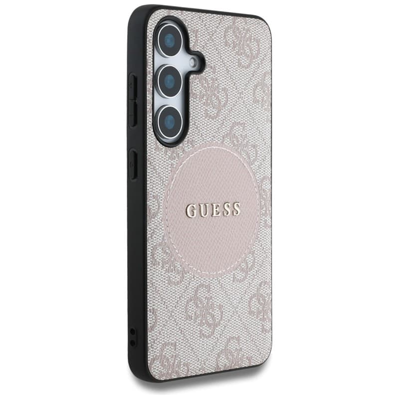 Guess 4G Round Patch Classic Logo MagSafe - Case for Samsung Galaxy S25 (pink) 4