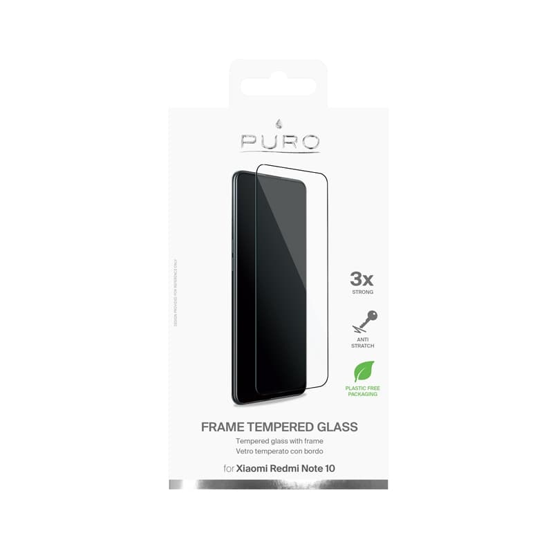 PURO Frame Tempered Glass - Xiaomi Redmi Note 10 Tempered Glass Protective Glass (Black Frame) 2