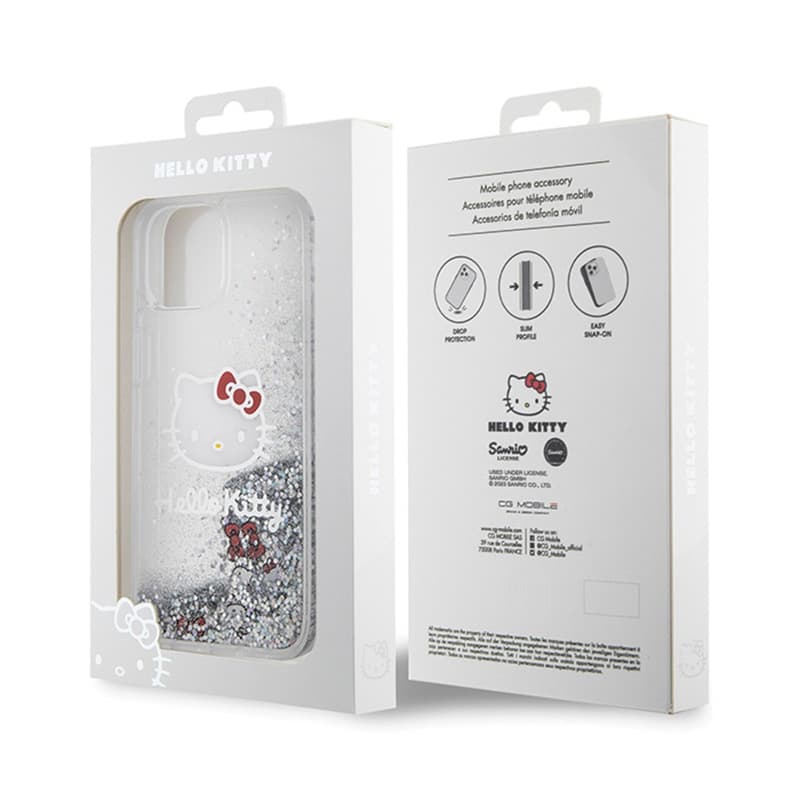 Hello Kitty Liquid Glitter Charms Kitty Head - iPhone 14 Case (Silver) 7