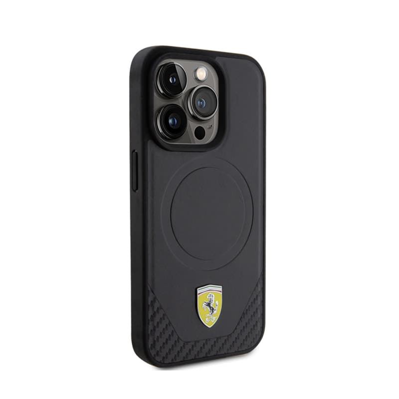 Ferrari Carbon Metal Logo MagSafe - Case for iPhone 15 Pro (Black) 4