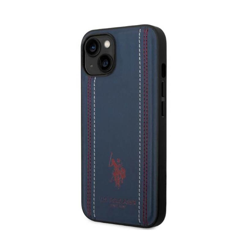 US Polo Assn Leather Stitch - Case for iPhone 14 (Navy blue) 2