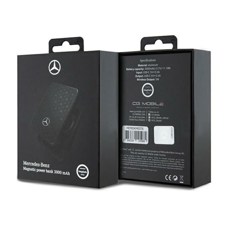 Mercedes Stars Pattern MagSafe - Power Bank inductive 3000 mAh 5W MagSafe (black) 5