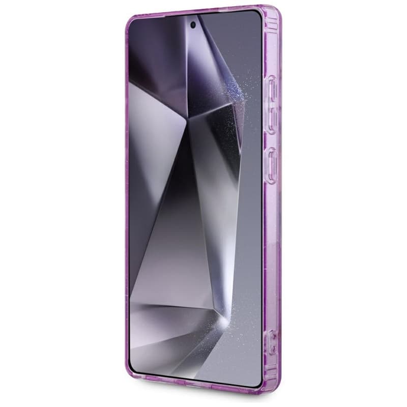 Guess Glitter Flowers Triangle Buttons MagSafe - Case for Samsung Galaxy S25 Ultra (purple) 5