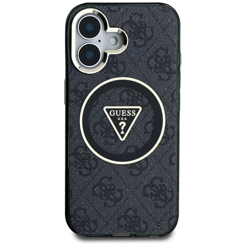 Guess IML Metal Glitter 4G Circle Triangle MagSafe - Case for iPhone 16 (black) 3