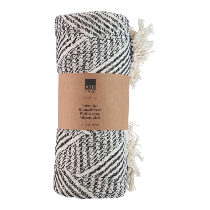 Arti Casa - Herringbone Cotton Blanket 130x170 cm (Black / White)